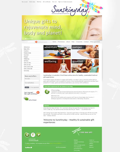 Sustainable Gift Experience e-commerce website